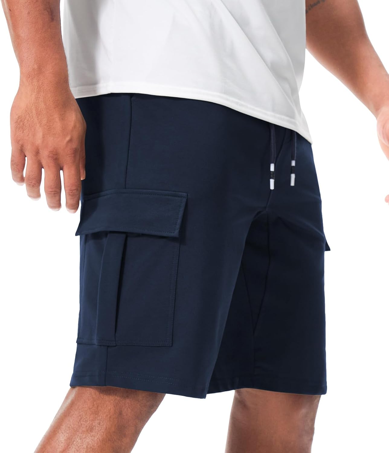 Suwangi Men’s Casual Sweat Cargo Cotton Shorts Drawstring Elastic Waist Short Athletic Workout Gym Jogger Shorts with Pockets - Image 3