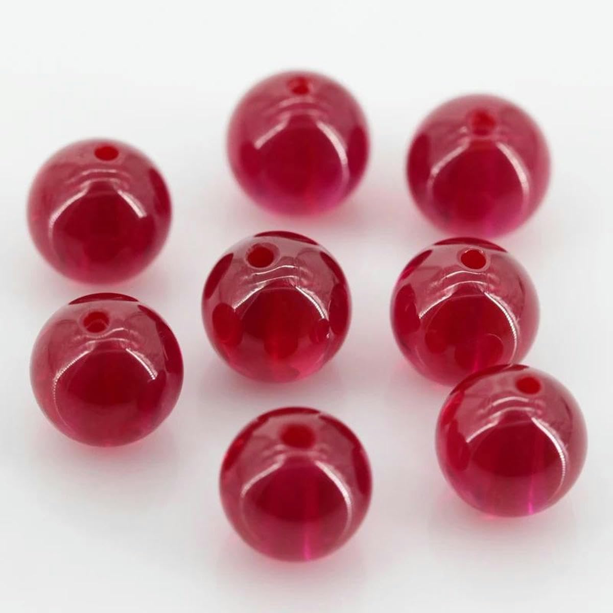Perles rondes en rubis, boules d'insertion de perles, paquet de 10, 4 à 16 mm, corindon synthétique, quartz rouge avec trou pour la fabrication de bijoux, rubis, 5 mm, 10 pièces