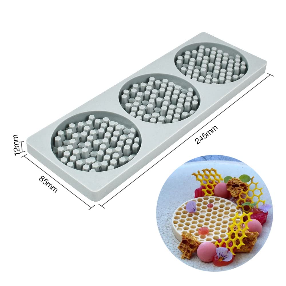Cake Lace Mold, Silicone Lace Fondant Mold, Cukier Craft Impression Mold Jadalne ciasto Molecular Cuisine Dekorowanie, 3 otwory okrągłe Hiv