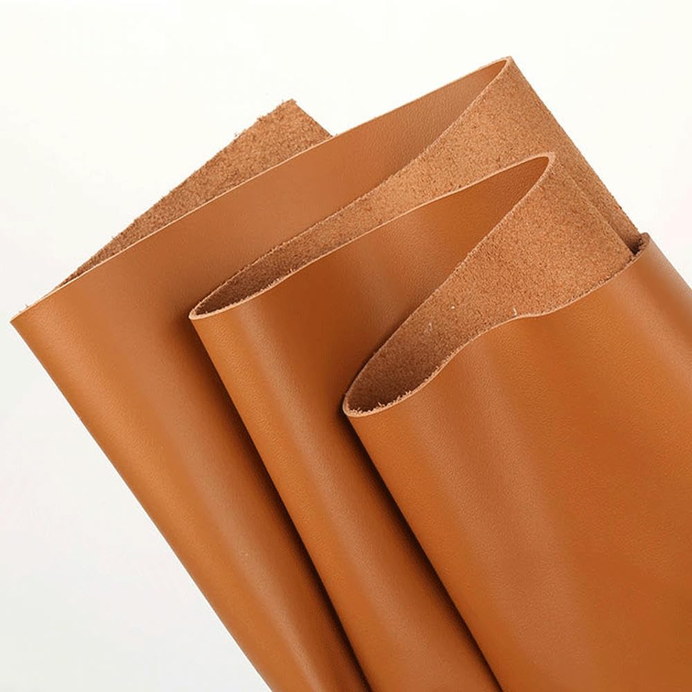 Skóra licowa do rzeźbienia, Prawdziwy materiał rzemieślniczy ze skóry bydlęcej 1 mm khaki, wiele rozmiarów(50x100cm)