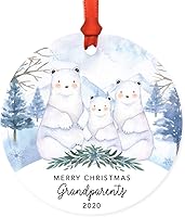 Vista 27 de Andaz Press Adorno de recuerdo de Navidad de metal redondo personalizado para la familia, My First Christmas As Gigi 2024, acuarela de osos polares