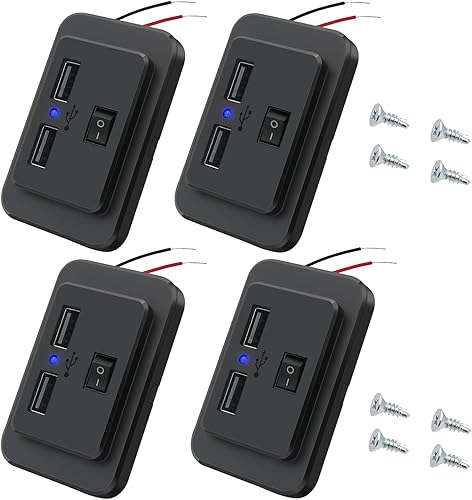 Miniatura 9 de Interruptor de encendidoapagado, salida USB, 4.8A, 12V, 24V, toma de corriente USB dual, enchufe de cargador de pared para autobús, barco, vehículo