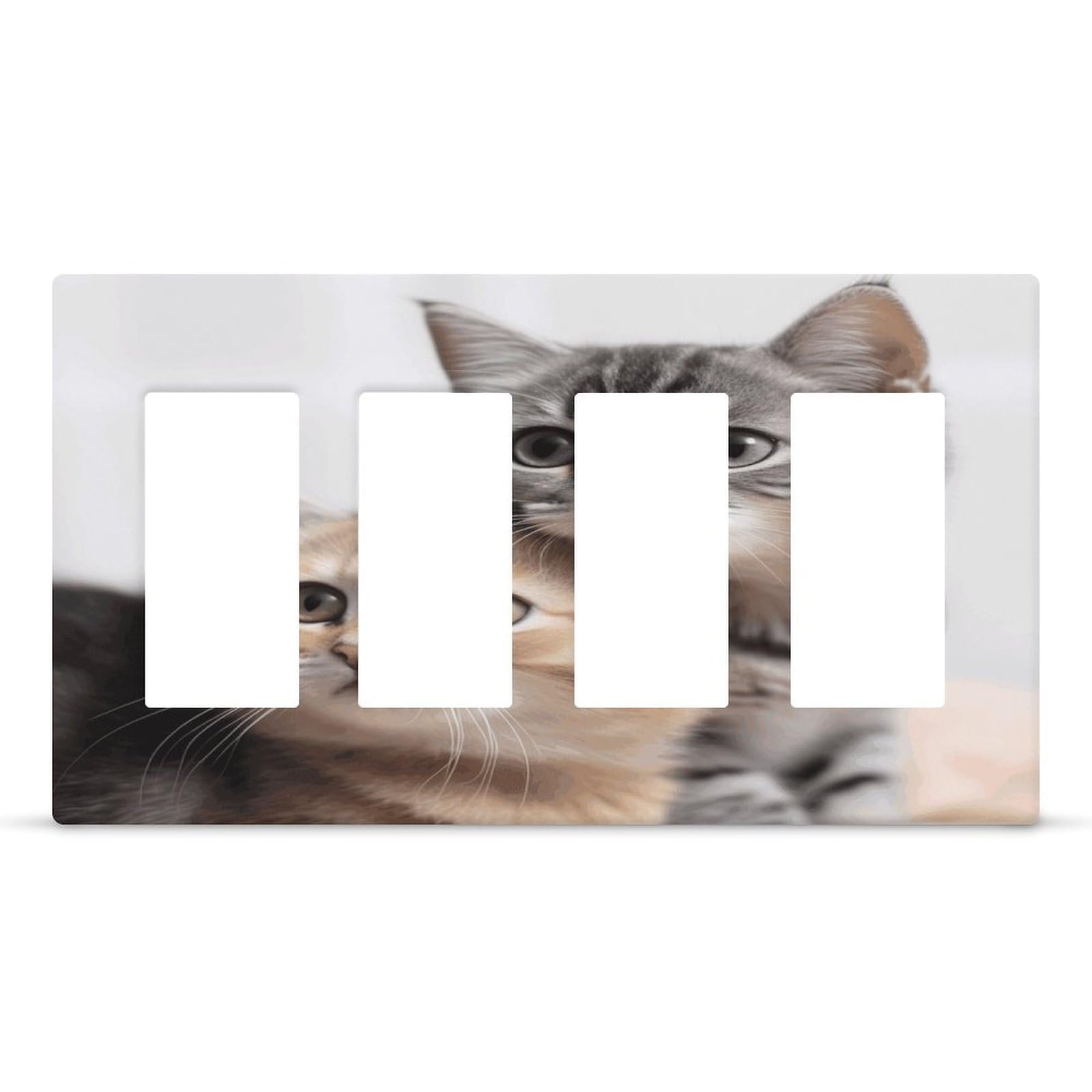 Cats Wall Plate Cover Unbreakable Thermoplastic Faceplate Cover Receptacle Outlet Covers Rocker Light Switch Covers 4-Gang Hidden Screw Face Plate for House 8.3x 4.7