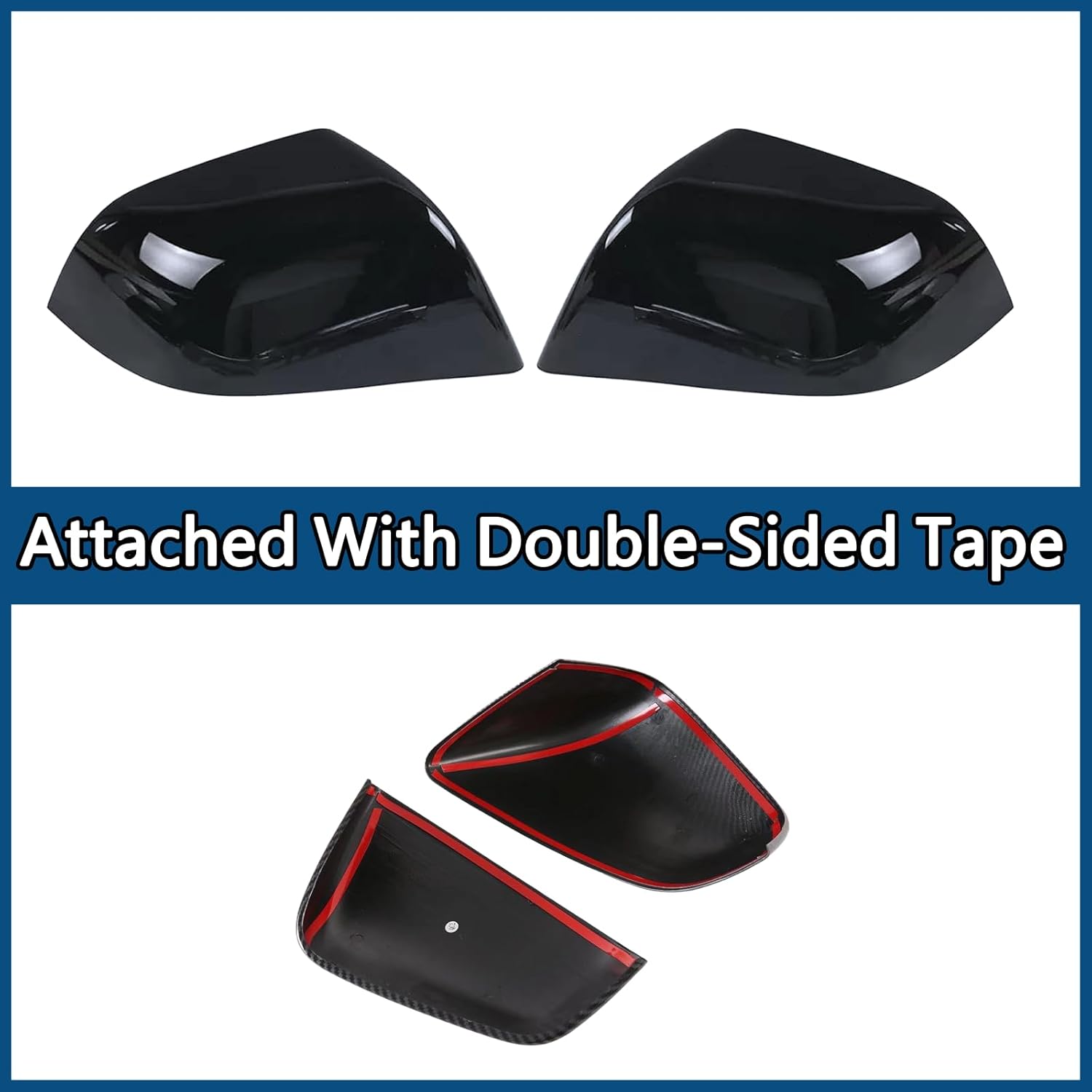Side Door Rearview Mirror Cover Frame Trim for Tesla Model X 2016-2025 Car Exterior Decoration (Pack of 2) (ABS Gloss Black)