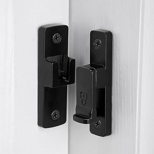 Miniatura 4 de Paquete de 2 cerraduras negras para puerta de granero de 90 grados, cierre de aleación de zinc de alta calidad, pestillos de puerta abatible, para