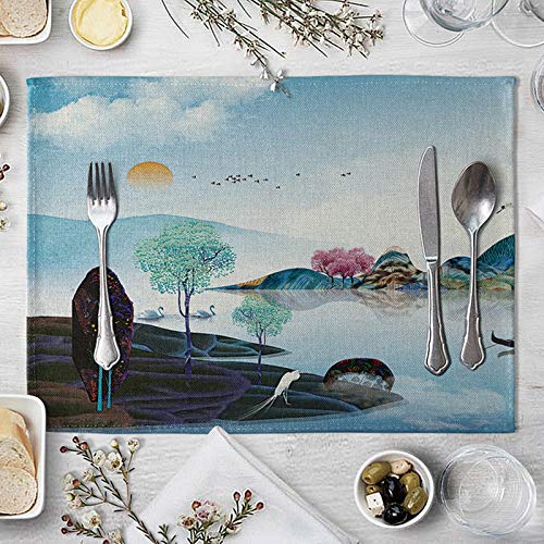 Beydodo Juego de 2 manteles individuales para mesa de comedor, lino y algodón, 30,5 x 40,6 cm, salvamanteles para decoración del hogar