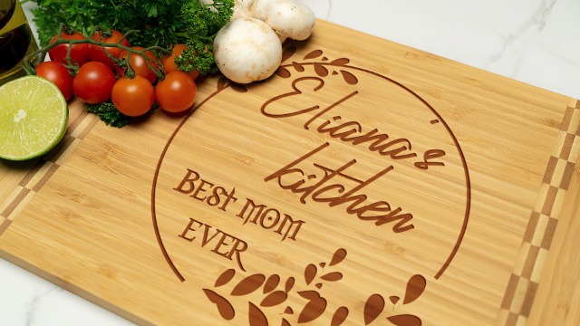 Tabla de cortar rectangular de madera personalizada miniatura 7