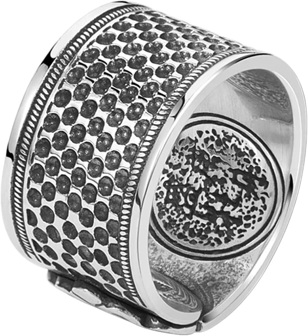 New 2025 999 Pure Silver Top Needle Ring for Men, Retro Wide Edition, Lucky and Ruyi Finger Ring Gift Jewelry Gift Fashion Trendy Accessories Creative