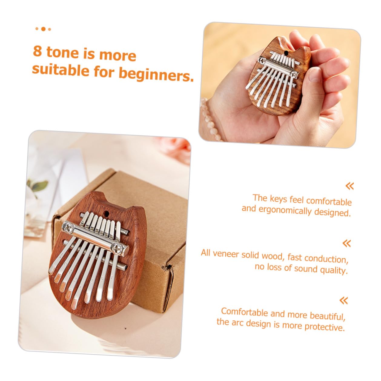Hemobllo Kalimba in Legno Mini 8 Tasti Facile da Suonare Leggero Portatile Strumento Musicale per Principianti e Regali a Genitori