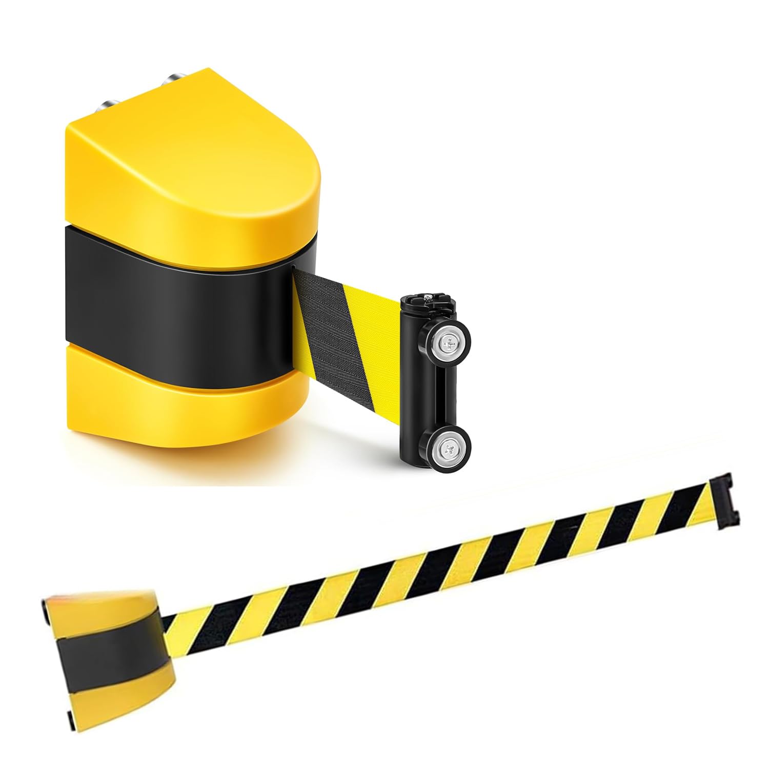 Postes Separadores Catenarias con Cinturón Retráctil Magnética 10m, Cinta de Barrera Retráctil, Barrera de Seguridad para Control para Estacionamiento al Aire Libre, Perforador