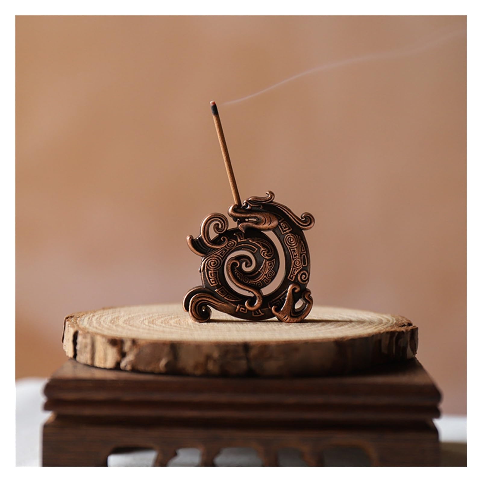 Incense Holder Lucky Feng Shui Copper Chinese Dragon Creative Retro Incense Holder Household Indoor Line Burner Home Decor Craft Teahouse
