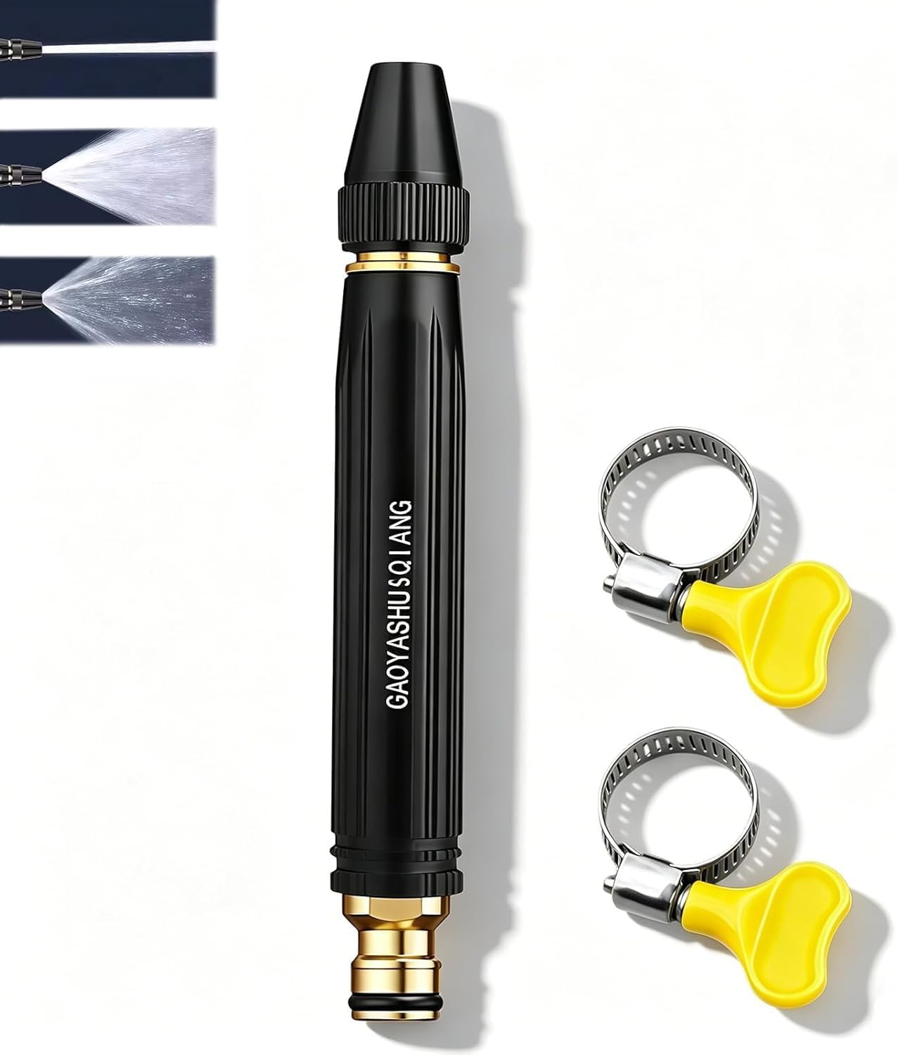 ZFFAFUR High Pressure Car Wash Water Hose Nozzle, Metal Outdoor Sprayer Gun with 3 Adjustable Patterns, 360° Rotating Hose Pipe Attachment for Garden, Lawn, Pet Bathing & Patio Cleaning