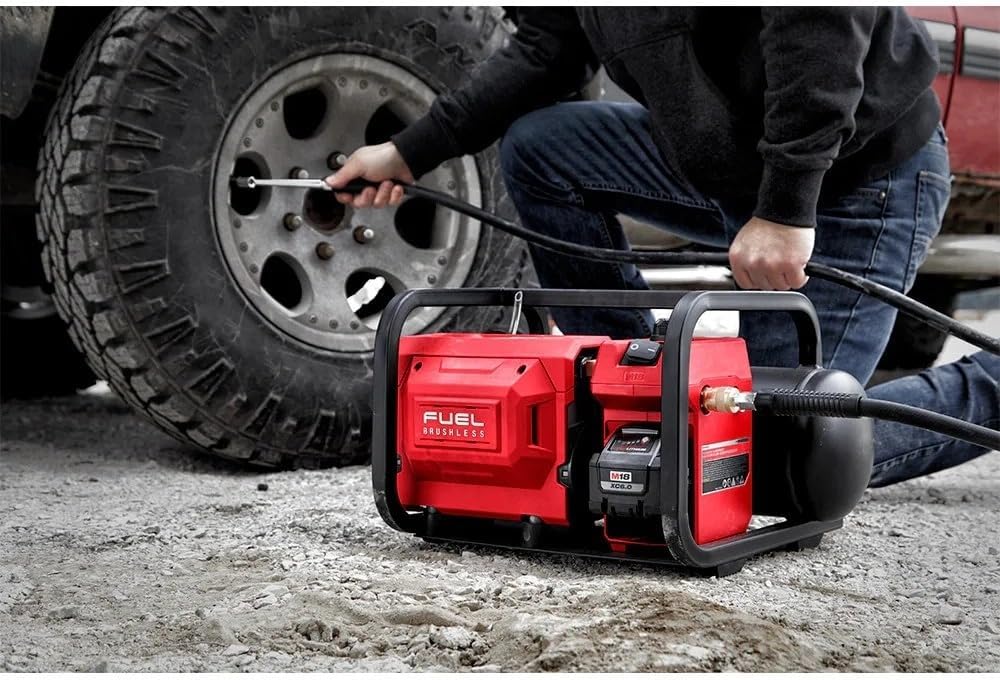 2840-20 Cordless Compressor for Milwaukee M18 FUEL 18V 2 Gallon Compact Quiet Compressor Length 18.62 in Width 16.25 in Height 10.62 in