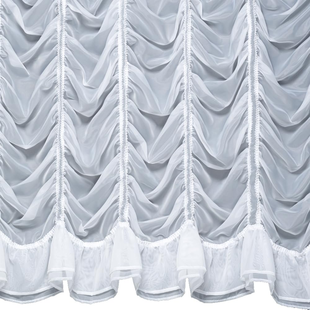 Silverthorn SOFT FURNISHINGS - Millie - A Stunningly Beautiful Voile Festoon Curtain with Double Frill Base (206cm Drop / 81 inch Drop)