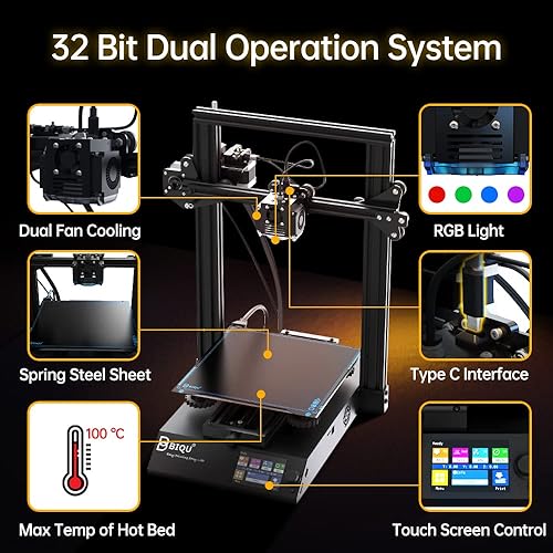 Miniatura 5 de Impresora 3D, impresoras 3D BIQU B1 FDM con placa base silenciosa de 32 bits, superficie de construcción extraíble, diseño de código abierto,