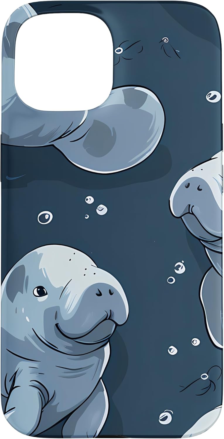 Manatee Cartoon Animal Wildlife Pattern Case for iPhone 12/12 Pro