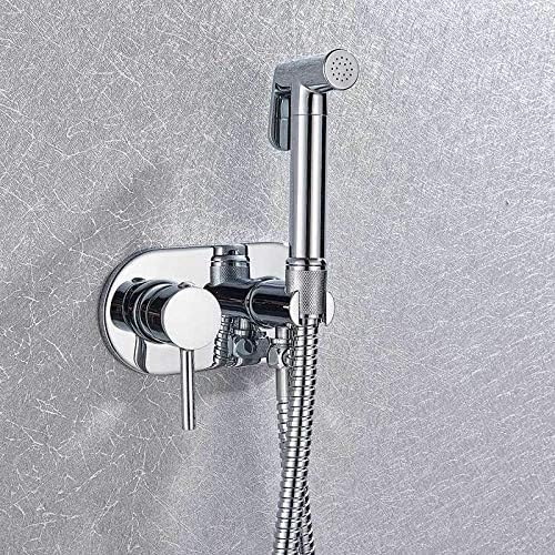 Juego de ducha de bidé de pared con cabezal de latón macizo y acabado cromado brillante
