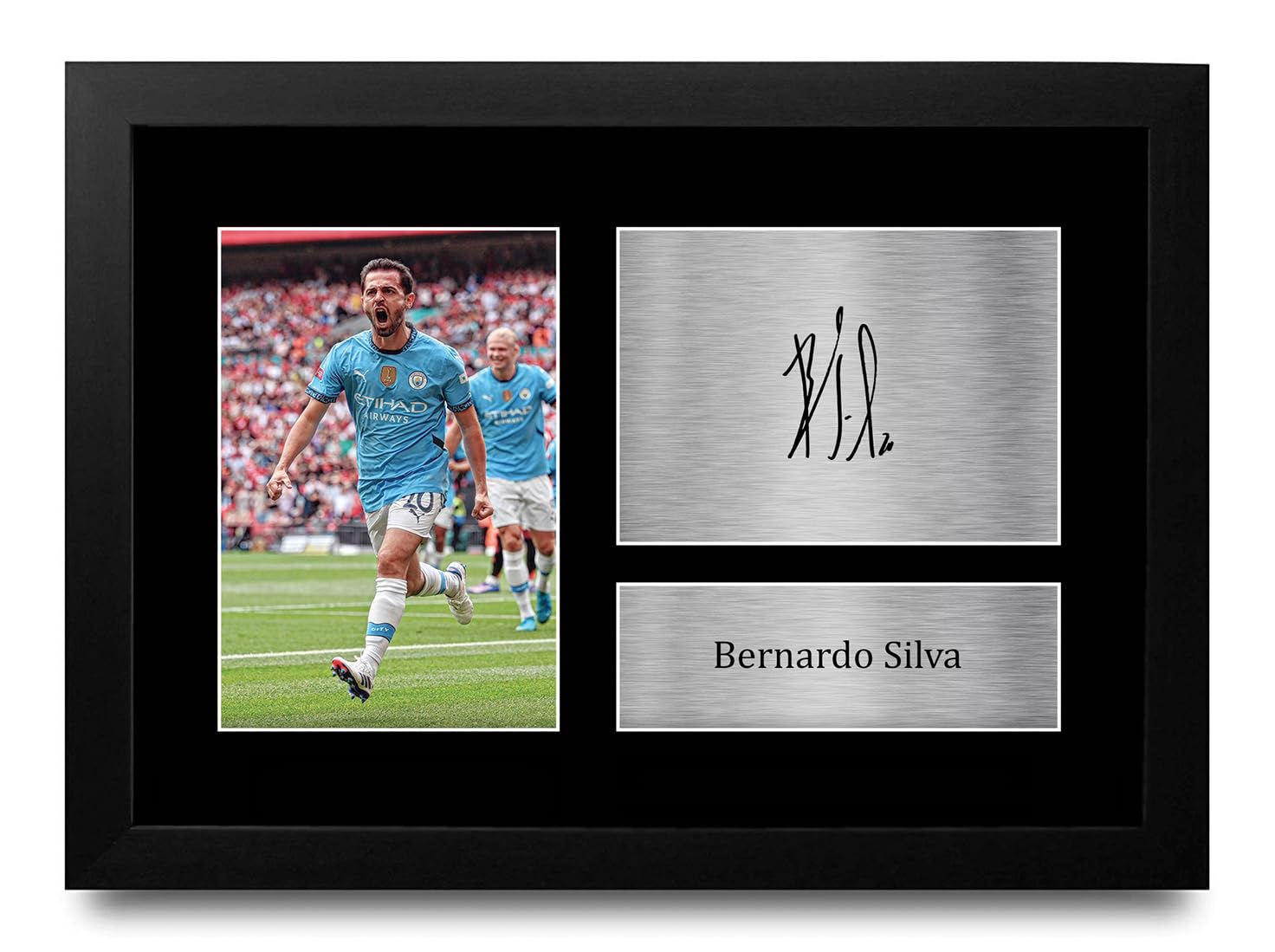 HWC Trading Bernardo Silva Manchester CIty Man City Gifts Printed Signed Autograph Picture for Fans and Supporters - A4 Framed โ image 1