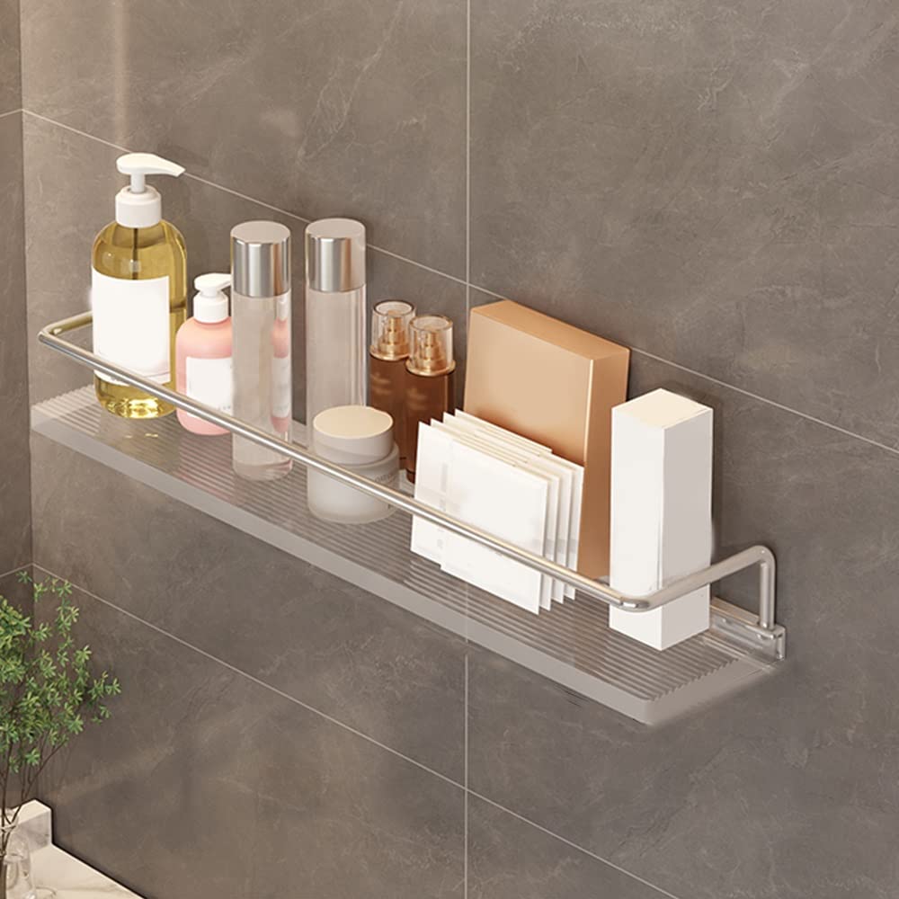 WDSOPK Wall Mounted Gold Corner Shower Caddy With Towel Rack - Transparent Acrylic Floating Shelves For Bathroom Nization & Cosmetic Storage, 30Cm,Silver With Rod-40Cm (Gold With Rod 50Cm)