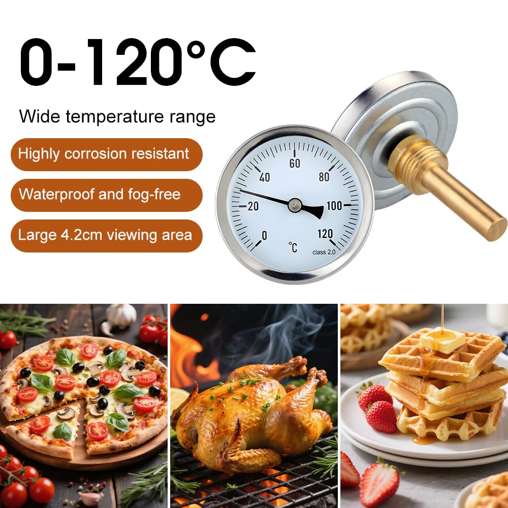 Termometro per Riscaldamento, Misuratore di Temperatura Filettatura 0-120 ℃ Ø63mm Bimetallico Termometro per tubi di acqua calda e radiatori