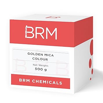 BRM Chemicals Golden Pearl Mica Colour - 500 Grams Dispersible In Oil & Water - For Soap Making, Candle Making, Shampoo Making, Lotions, Make Up, Cosmetics & DIY Personal Care
