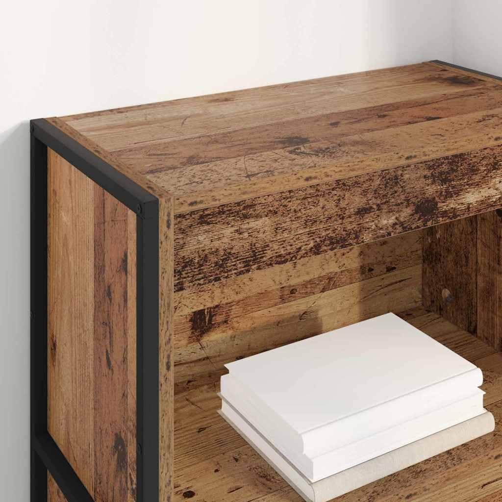 Regał na książki o wyglądzie starego drewna, 80 x 30 x 155 cm, materiał drewnopochodny, przemysłowy regał stojący z 3 półkami, wytrzymały regał na książki do salonu, sypialni, biura