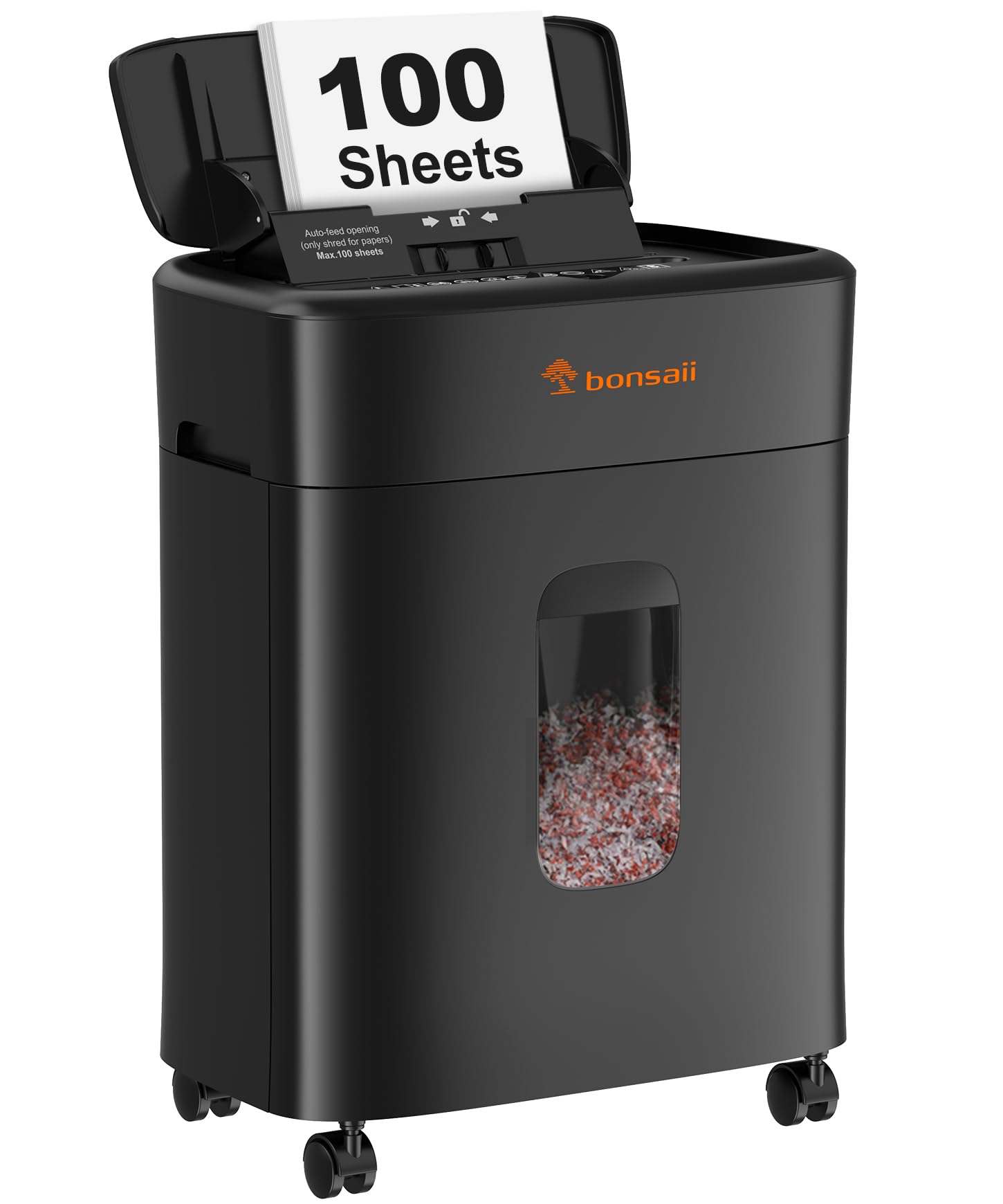 Bonsaii 100-Sheet Auto Feed Paper Shredder, Micro Cut Heavy Duty