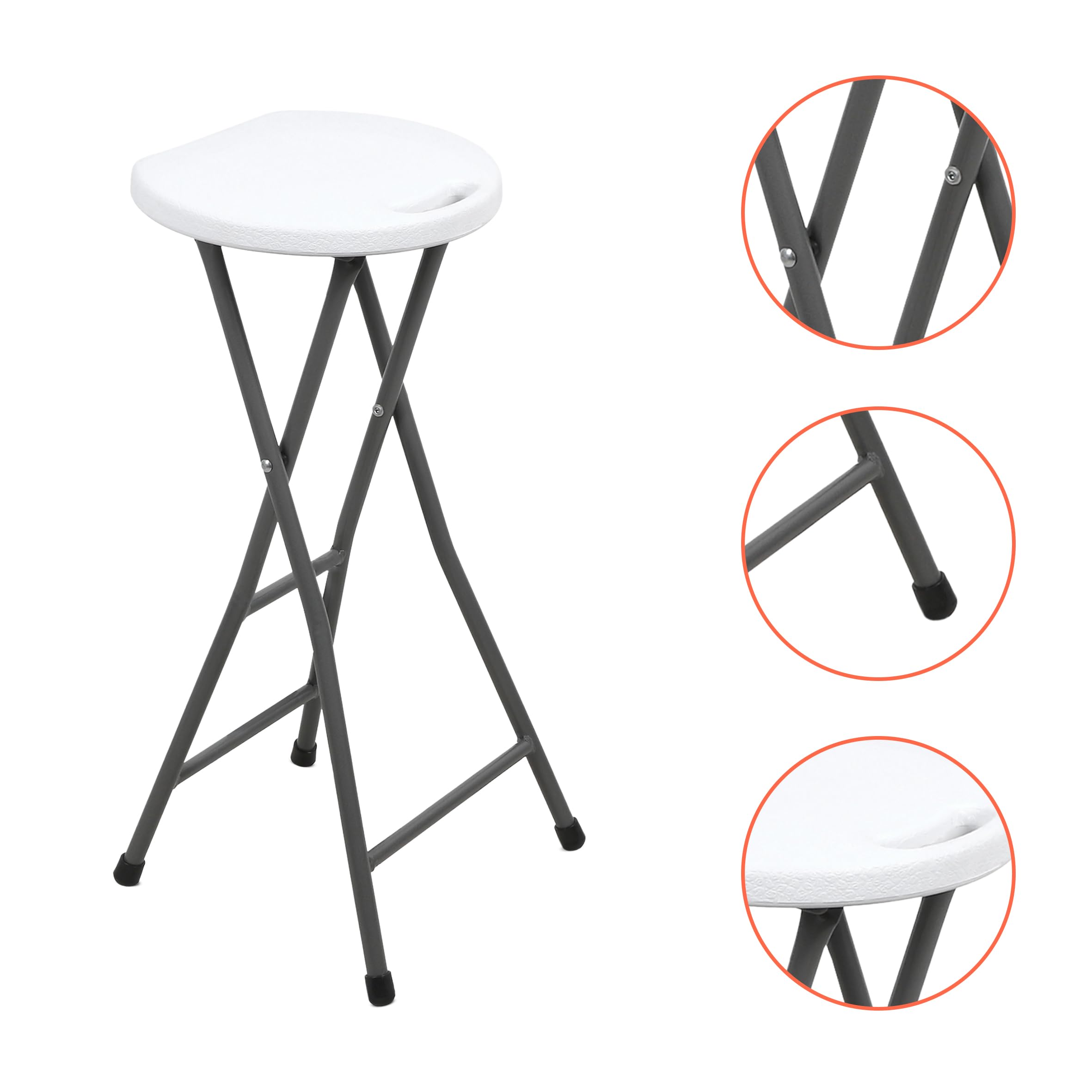 Spetebo Barhocker klappbar 70 x 27 cm Metall Gestell Kunststoff Sitzfläche | Belastbarkeit 100 kg, Faltbar, Ohne Rückenlehne, Für Bar und Tresen
