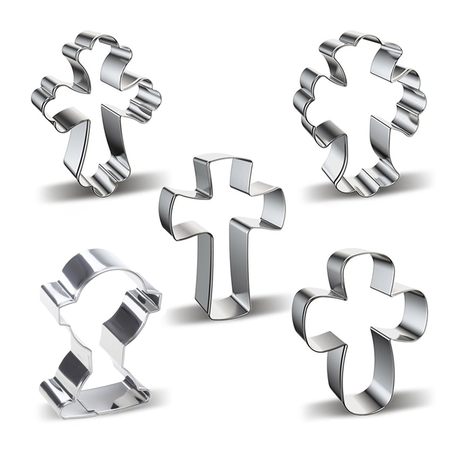 Lerpwige 5 Styles Stainless Steel Cookie Cutter Mold for Cross Biscuit Fondant Pastry Decorating Baking Tools Cake Mold Silicone Triangle
