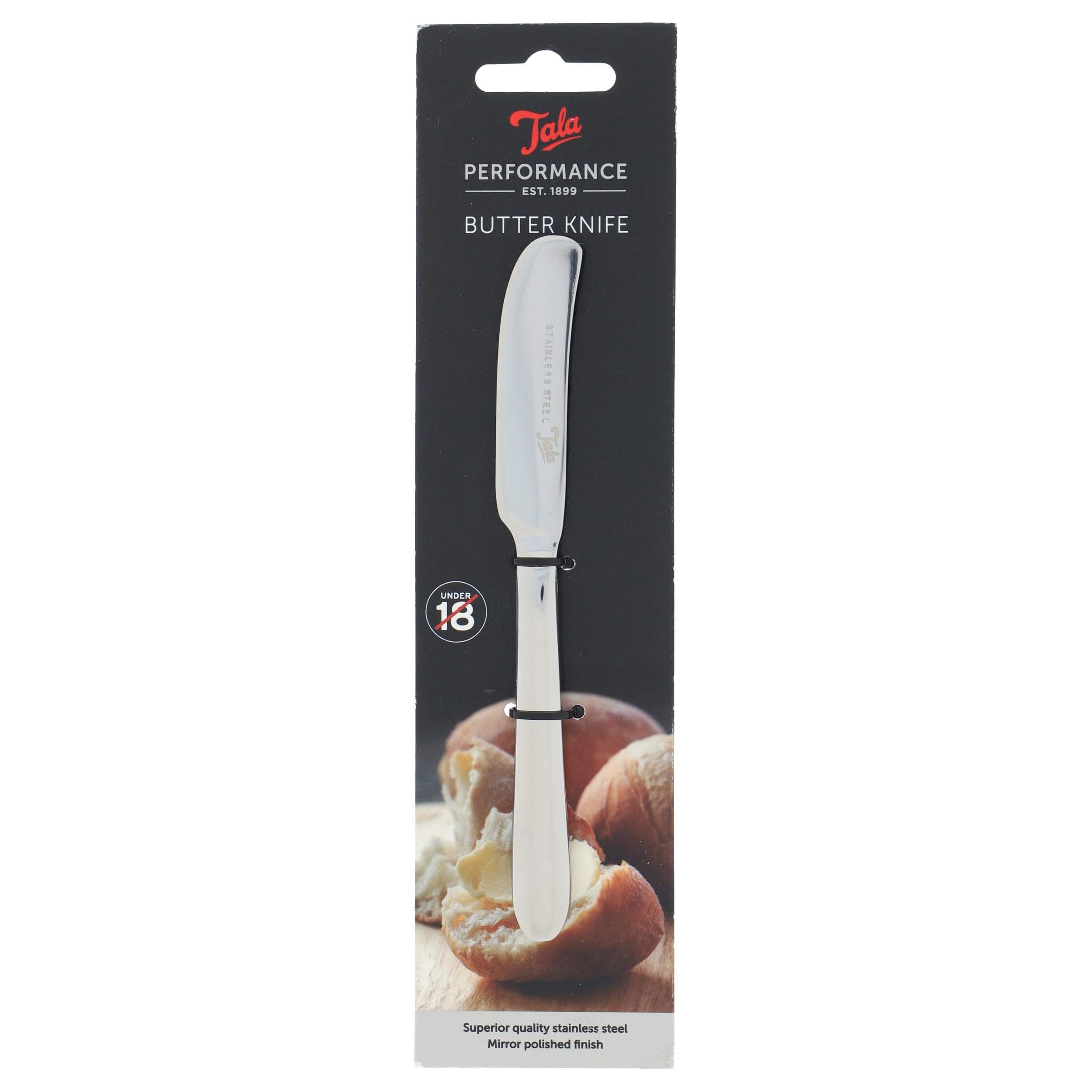 TalaPerformance Stainless Steel Butter Knife, Stainless Steel with Mirror Polish Finish, Dishwasher Safe, Metallic Silver, 16.3 x 2 x 0.5 cm
