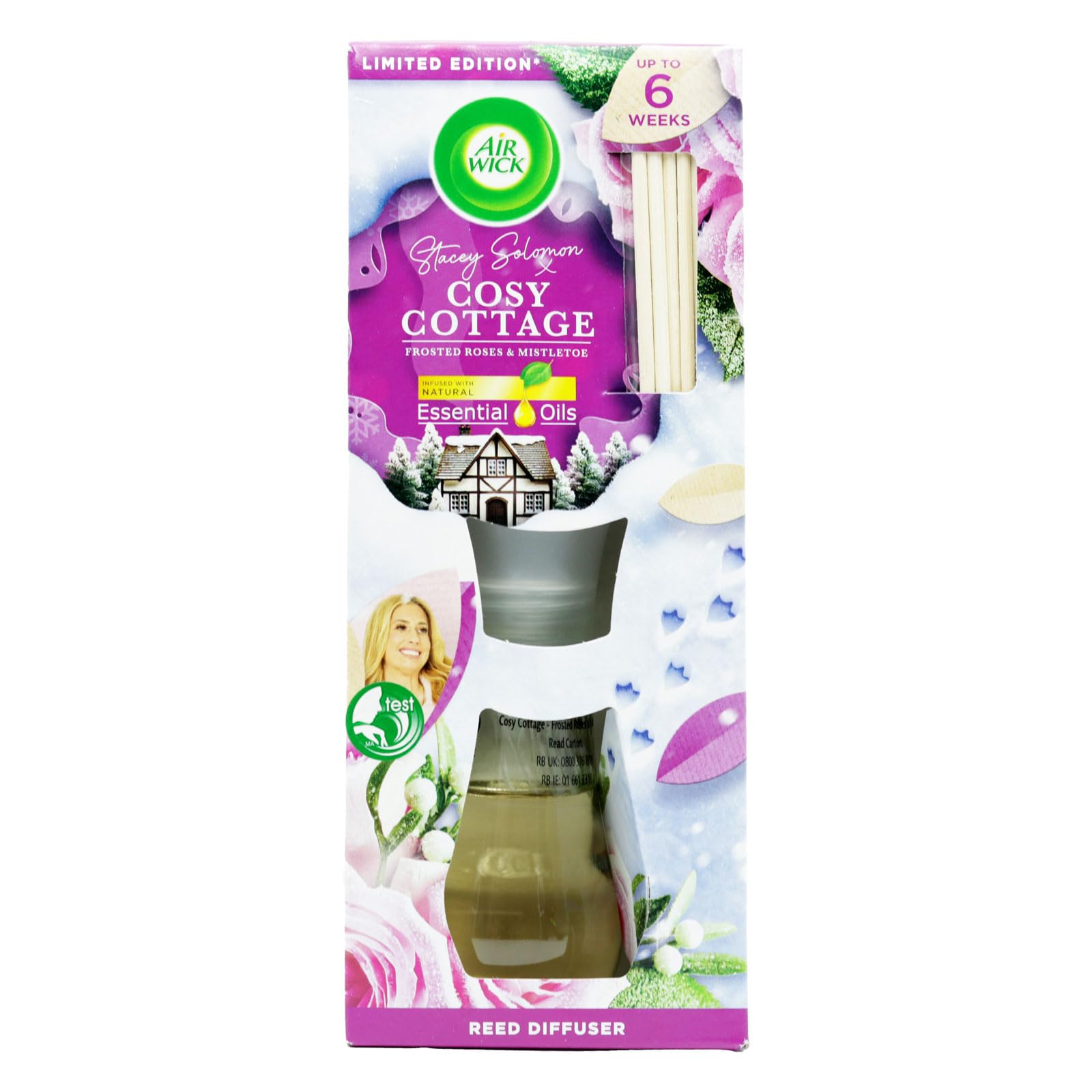 Air Wick|Cosy Cottage - Frosted Roses & Snowberry|Air Freshener Reed Diffuser|42ml |Single Pack