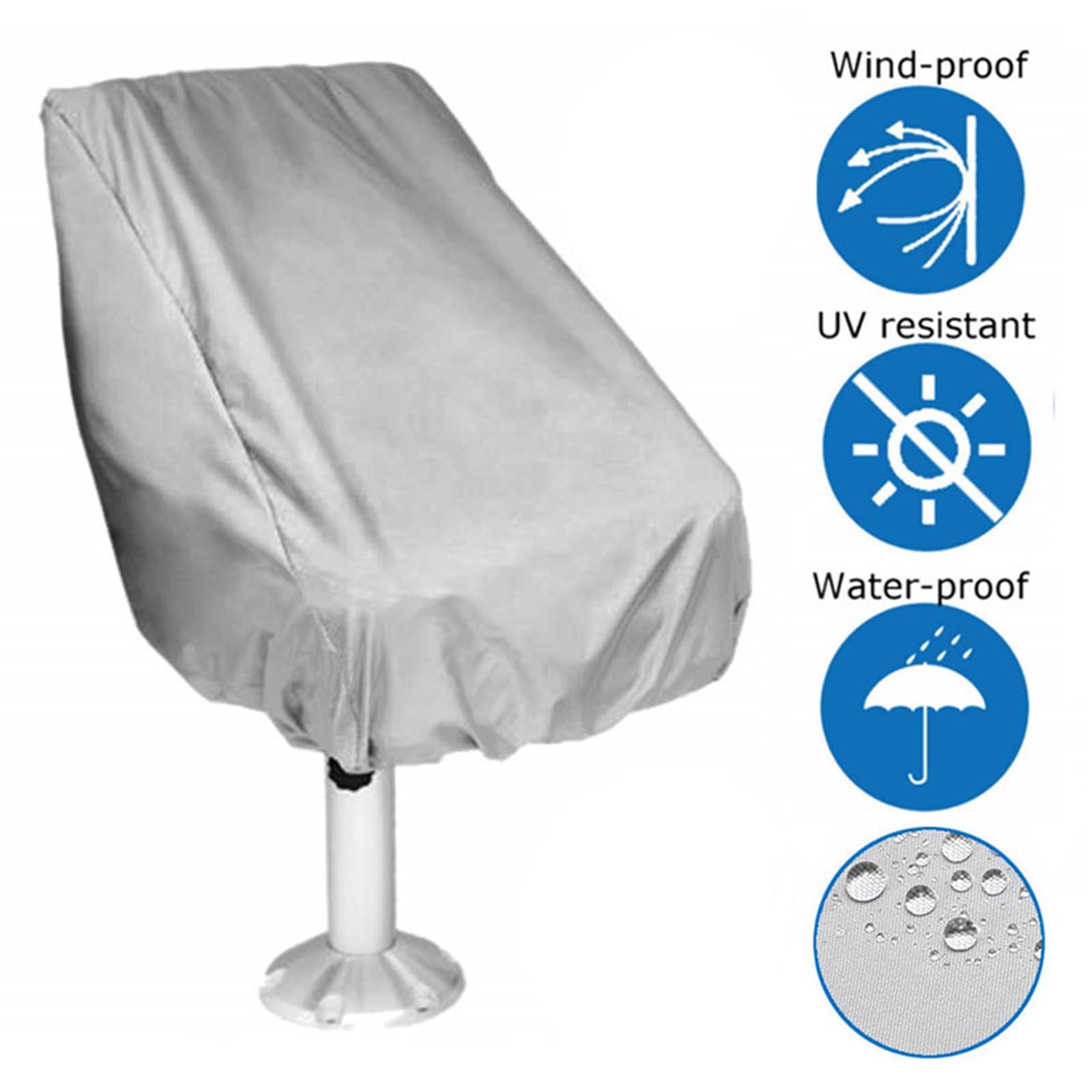 VOBOR Housse de SièGe de Bateau, 56 X 61 X 64 cm en Tissu Oxford, Protection UV, Résistante Aux IntempéRies, ImperméAble à l'eau, à La PoussièRe, avec Corde RéGlable, Convient à La Plupart des Sièges