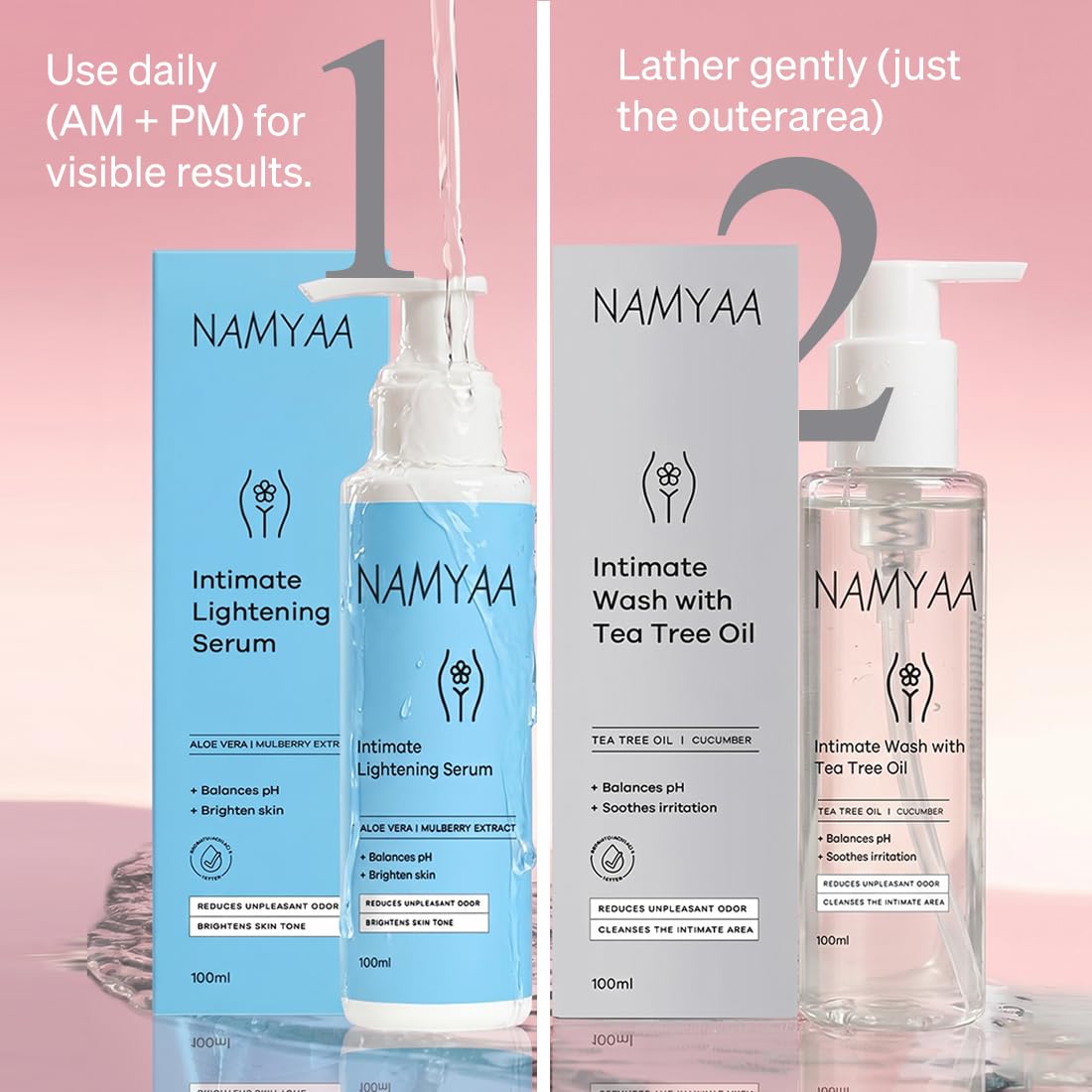 Namyaa Intimate Lightening Serum and Hygiene Wash for Men and Women, 100 gram each 2