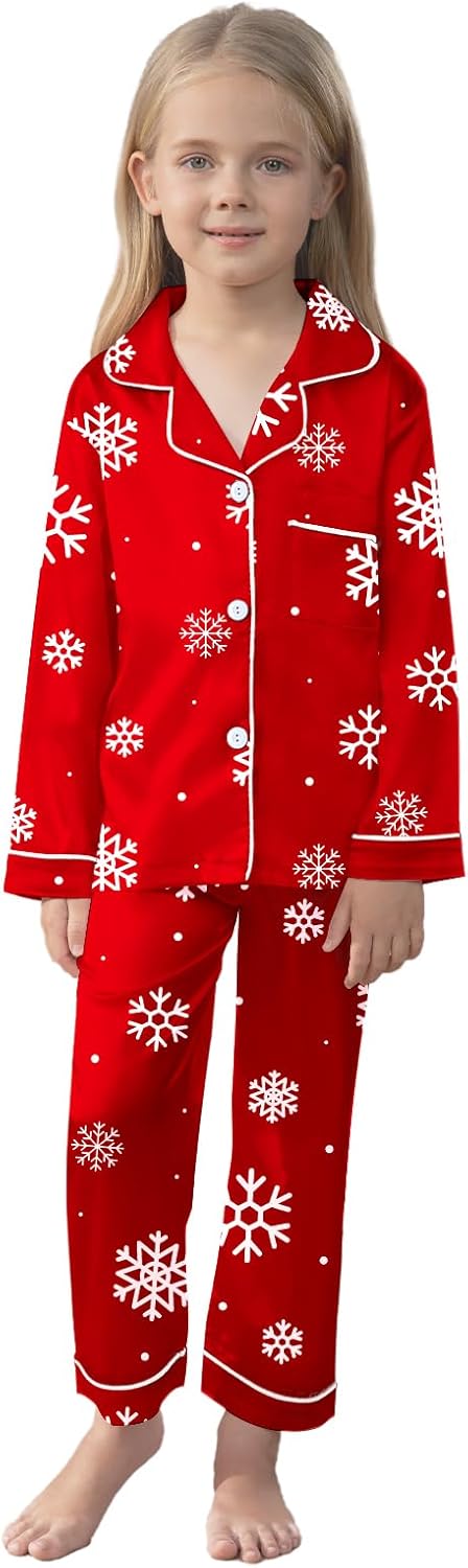 QZH.DUAO Christmas Family Pajamas Matching Sets Silk Satin Long Sleeve Pj Set Sleepwear - Image 2