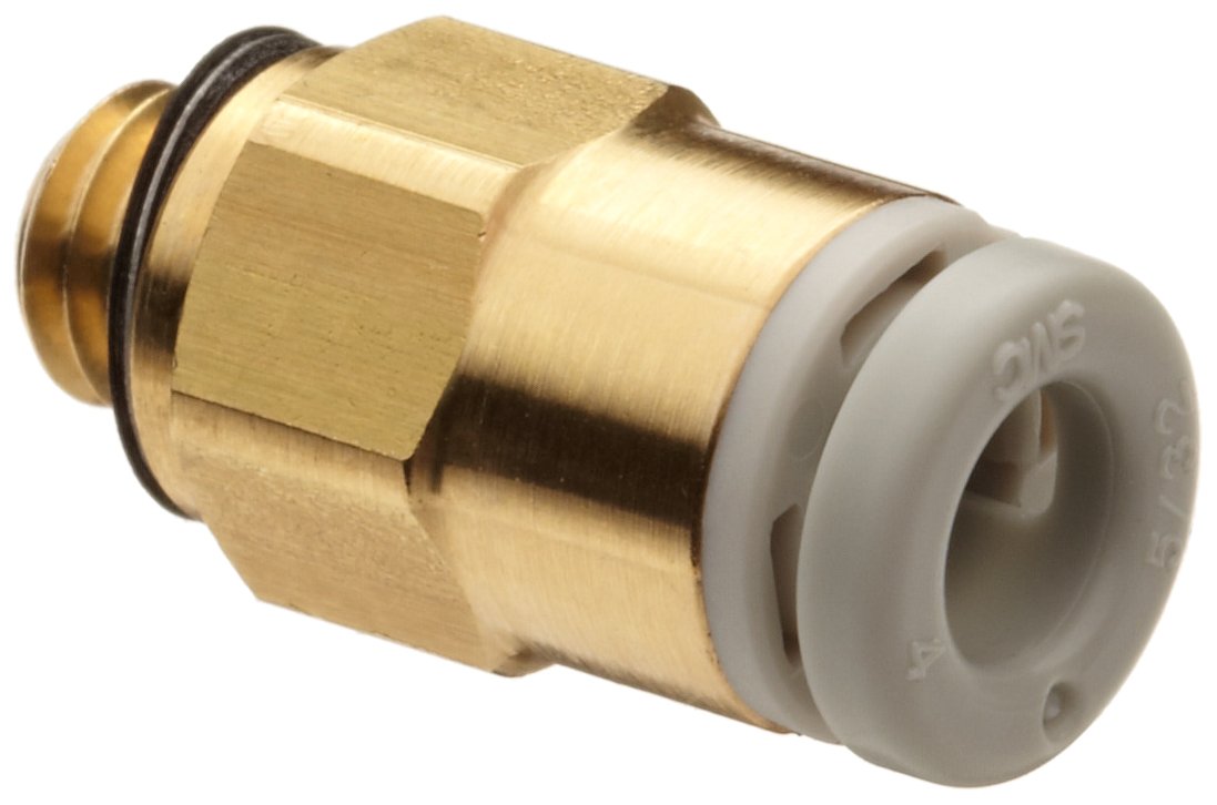 SMC KQ2H04-M5A Brass Push-to-Connect Tube Fitting, Adapter, 4 mm Tube OD x M5x0.8 Male (Pack of 10)