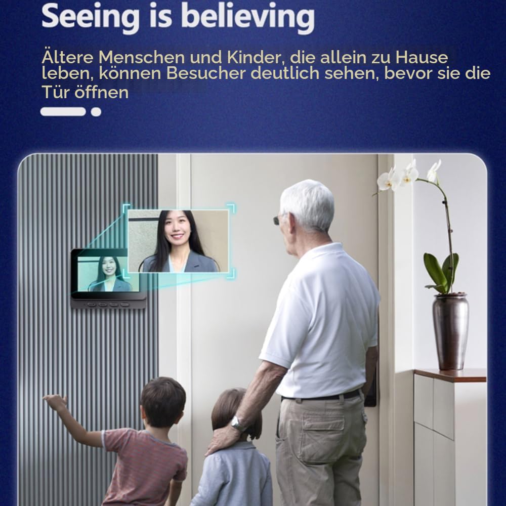 Winnes 1080P Video Türklingel mit Kamera kabellos, Sofort einsatzbereit, Zwei-Wege-Gespräch, Nachtversion,170° Weitwinkel, IP65 wasserdicht, Smart Video-Türsprechanlage kein Abonnement, kein APP