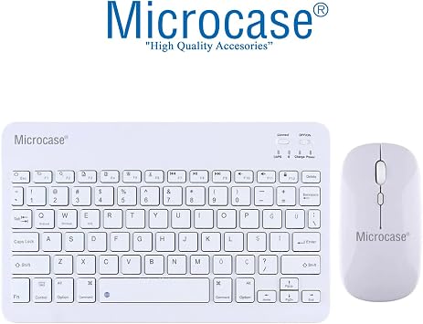 Microcase Samsung Tab S10 Ultra 14.6 inch Tablet için Macbook Çantası+Türkçe Klavye+Mouse+Tablet Standı Beyaz AL5165