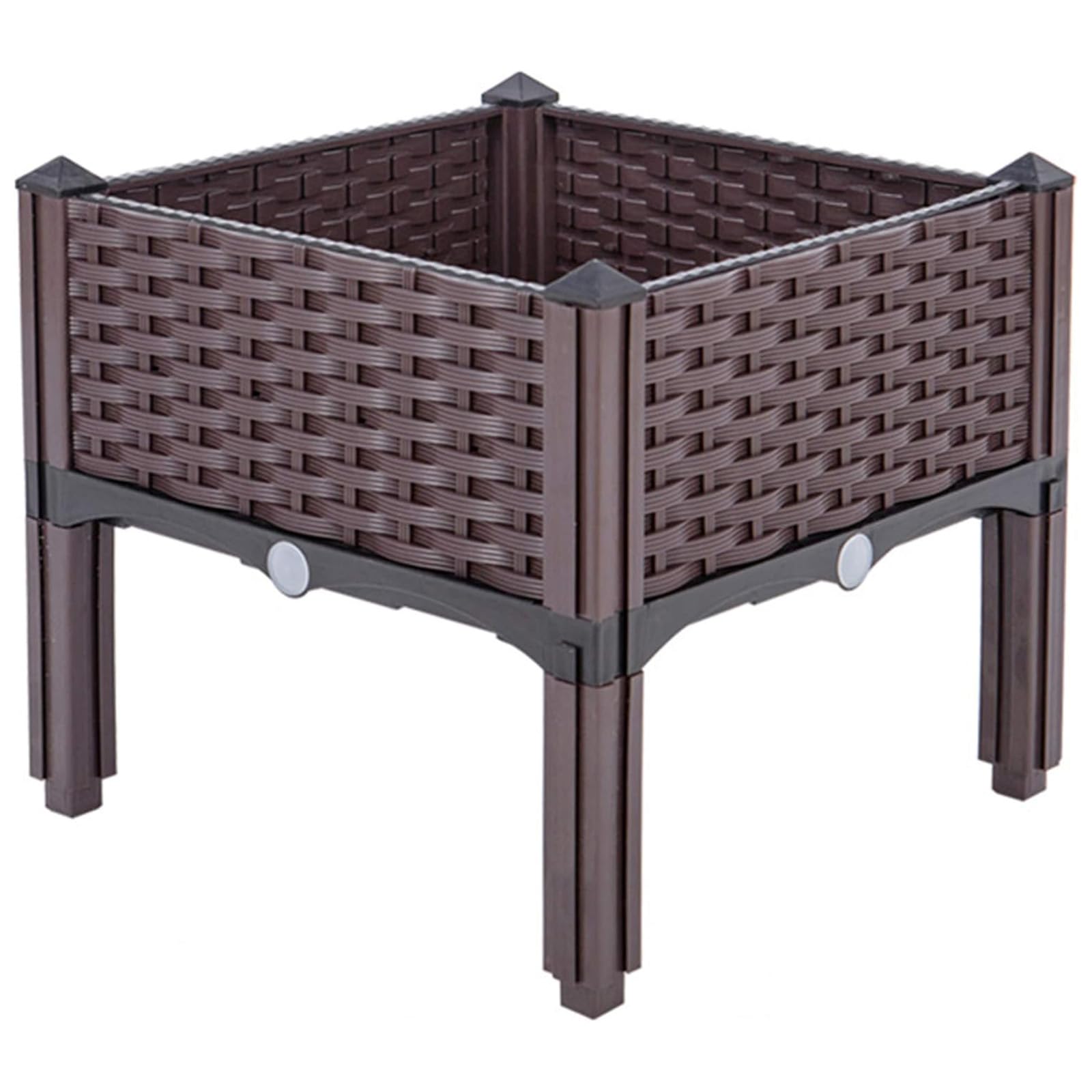 Podwyższona skrzynia ogrodowa z nogami, nowoczesna, plastikowa, podwyższona grządka w stylu rattanu, do warzyw, ziół i kwiatów - Garden Gardening Solution