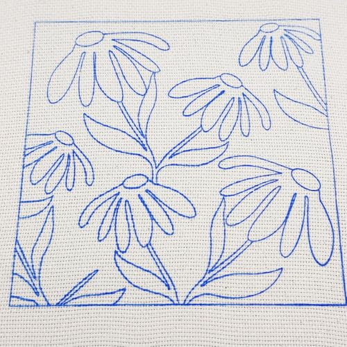 Image of Allazone Punch Needle Starter Kit - Square Frame with Flower Pattern, Hoop, Yarns, Punch Needle (Orange and White)