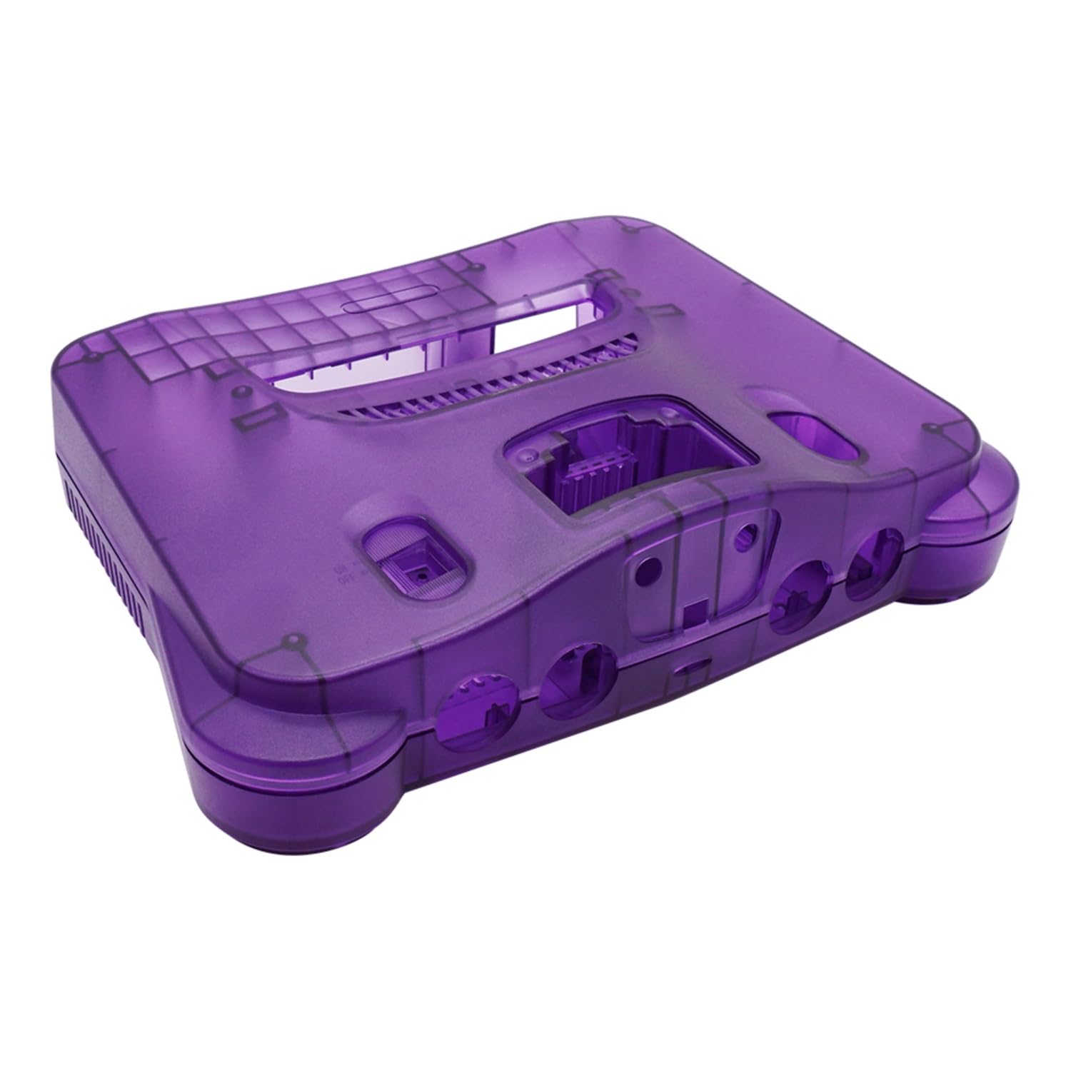 BITFUNX N64 Replacement Shell, Transparent Case Protective Housing for N64 Game Console All Version (Tran-Purple)