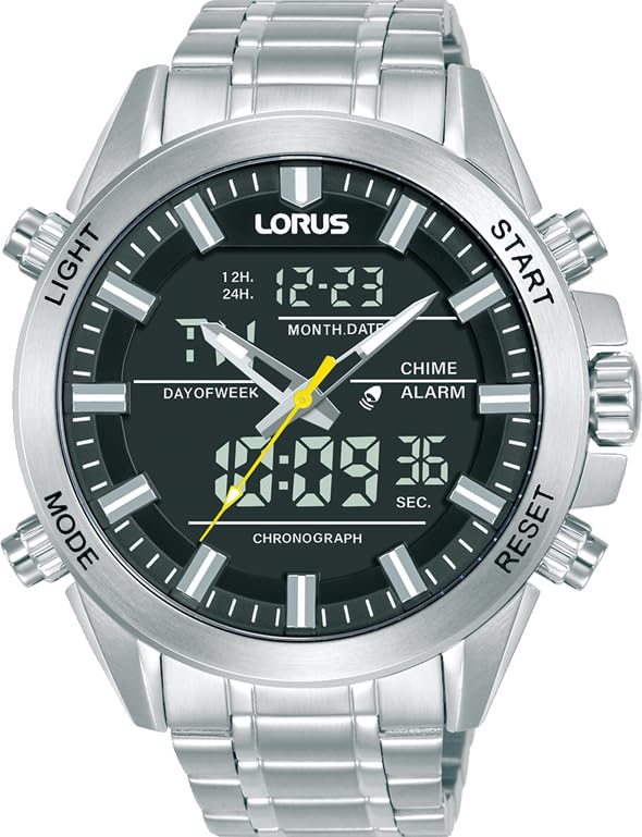 LORUS Reloj analógico Digital para Hombre con Correa de Acero Inoxidable RW663AX9
