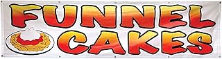 4 Less Co 2x8 Feet FUNNEL CAKES Vinyl Alternative Banner Sign Polyester Fabric With Grommets wb