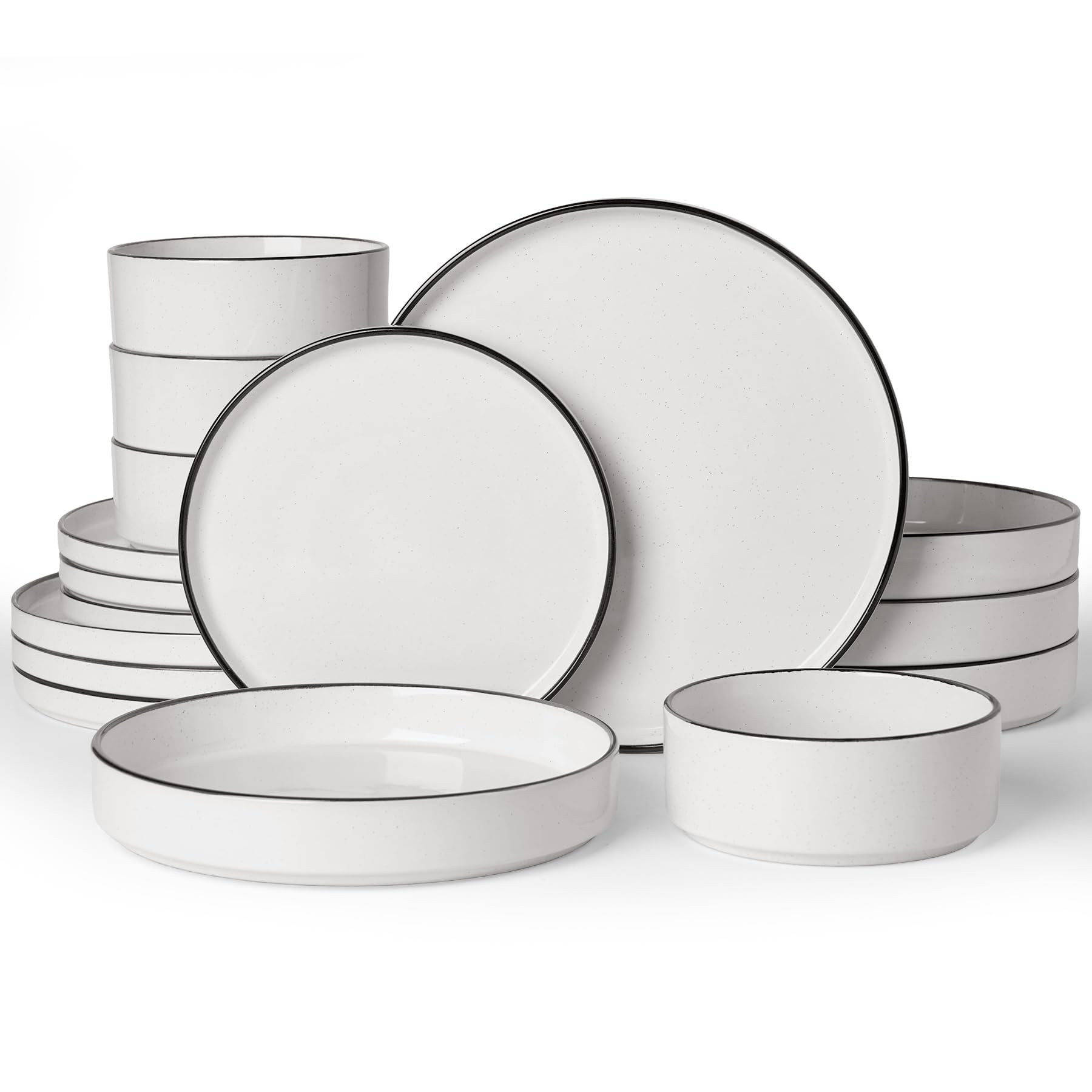 Famiware Nebula 16-Piece Stoneware Dinnerware Set with Pasta Bowls