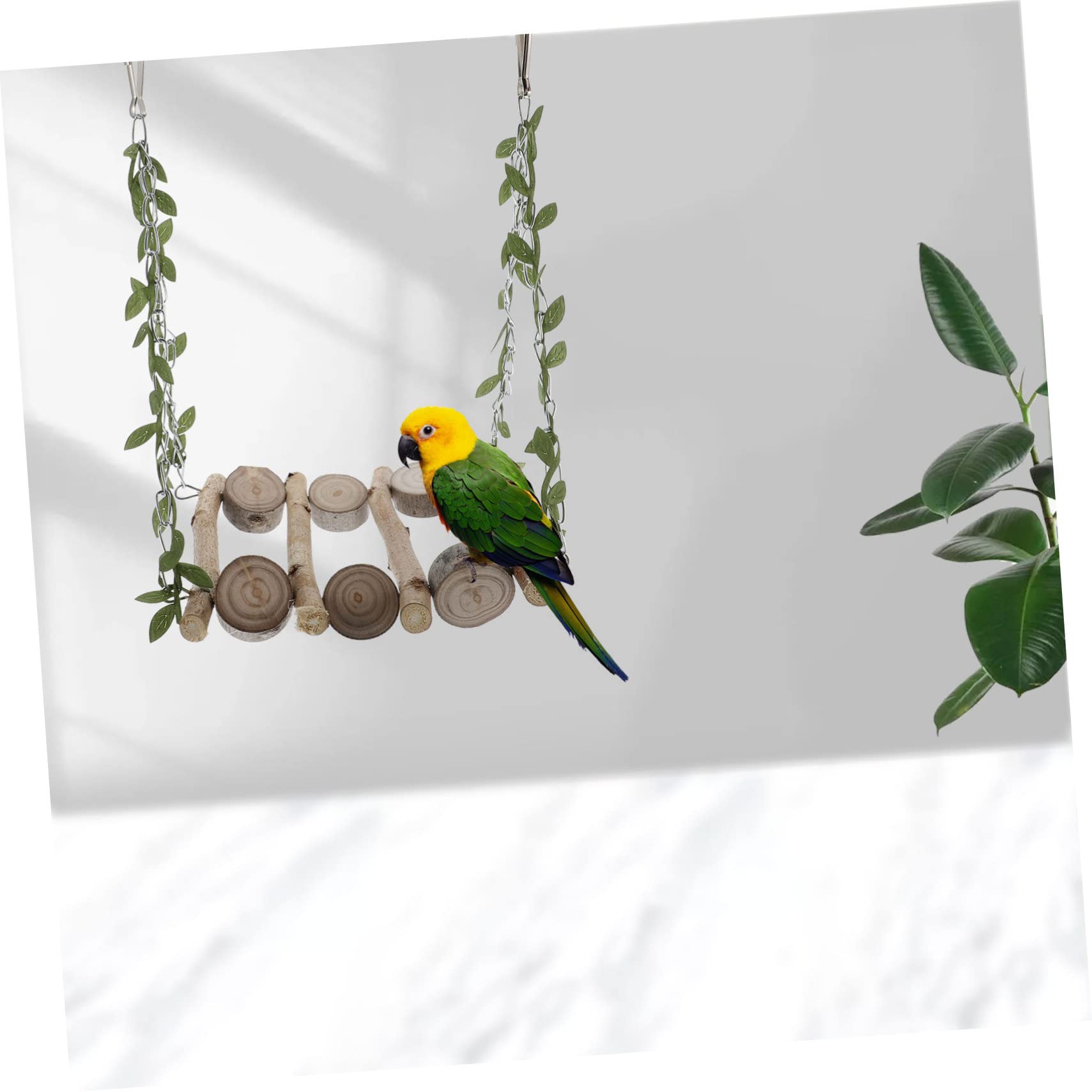Kisangel 2 Piezas De Juguete para Loros Columpio para Pájaros Soporte para Loros Columpio para Loros Escalera Colgante para Loros Soporte para Pájaros Juguete Colgante De Madera