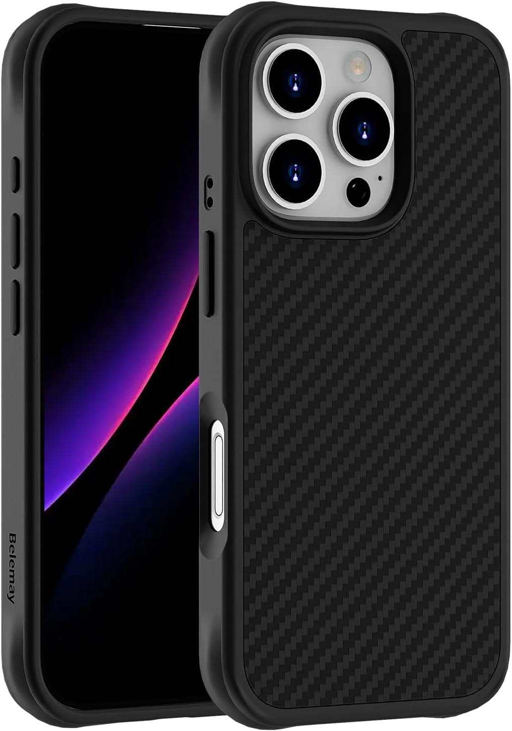 Belemay Shockproof Case for iPhone 16 Pro, Compatible with MagSafe, Lightweight Protective, Military-Grade Drop Protection, 600D Aramid Fiber & Grippy TPU Bumper with Air-Cushioned Corners, Black