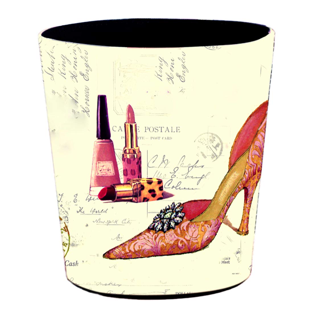 LingxuinfoScakbyer European Style Retro Leather Trash Can Trash Bin Waste Paper Basket Wastebasket Garbage Can Without Lid (Lipstick High Heels)