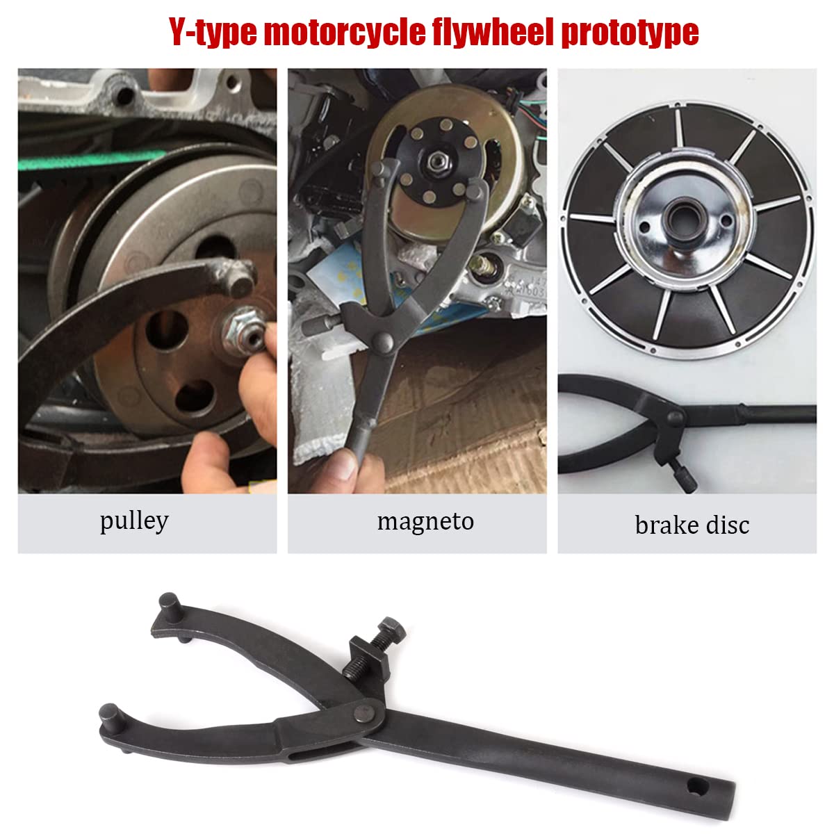 Chiave Blocca Volano, Chiave Frizione per Volano, Strumento Chiave Frizione Regolabile, Strumento Chiave per Volano, Chiave della Frizione dello Scooter, per Moto Volano Variatore Rimozione, Tipo Y