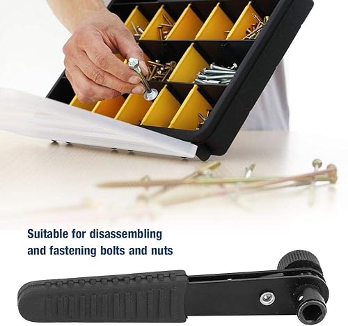 Miniatura 2 de FTVOGUE Llave de trinquete de acero de ángulo recto de 90  negro 14, mini destornillador de manga herramienta de mano