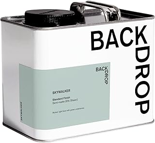 BACKDROP | Premium Interior Paint | Standard Semi Matte, Low Sheen Finish | Self-Priming, Low VOC, Green Wise Certified | SKYWALKER – Muted, light blue with green undertone | 0.5 Gallon