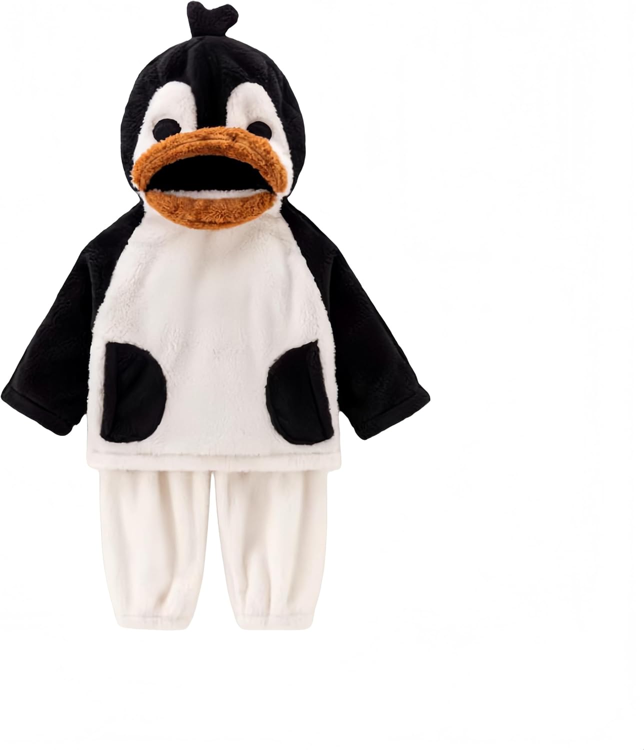 Cute Penguin Family Pajamas with 3D Beak Hood, Flannel Cosplay Sleepwear for Adults Christmas Ugly Sweater